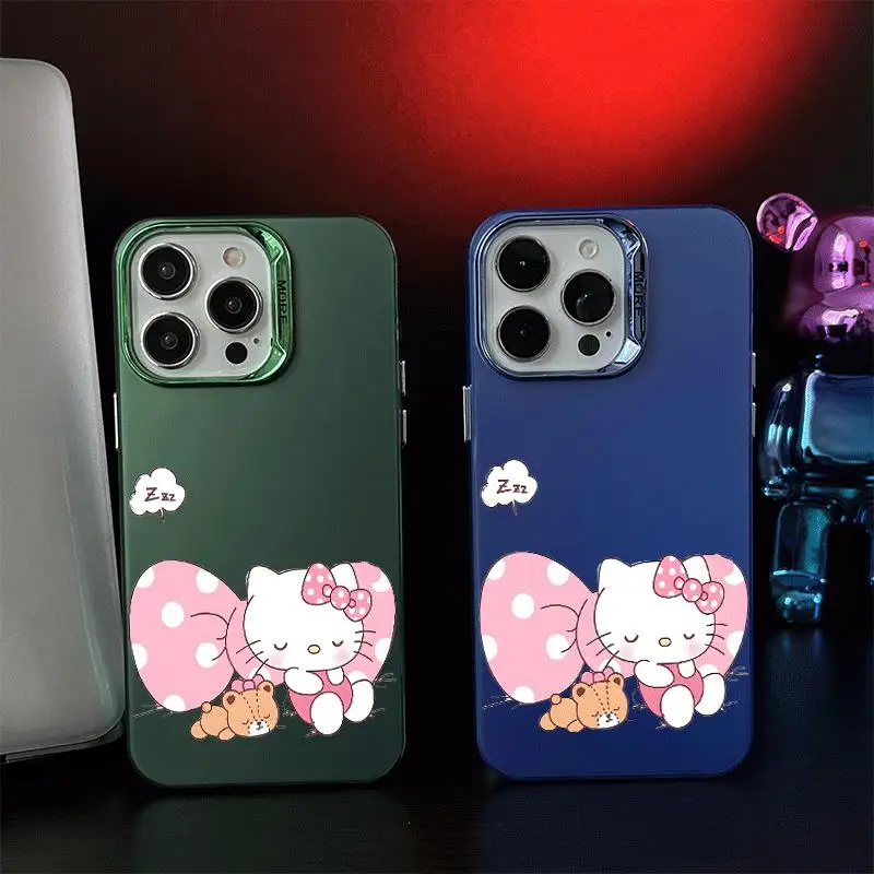 Comic Cute Sanrio Hello Kitty for Apple Iphone 16 15 14 13 12 11 XS XR X Pro Max Plus Anti Fall Measures Slip White Case