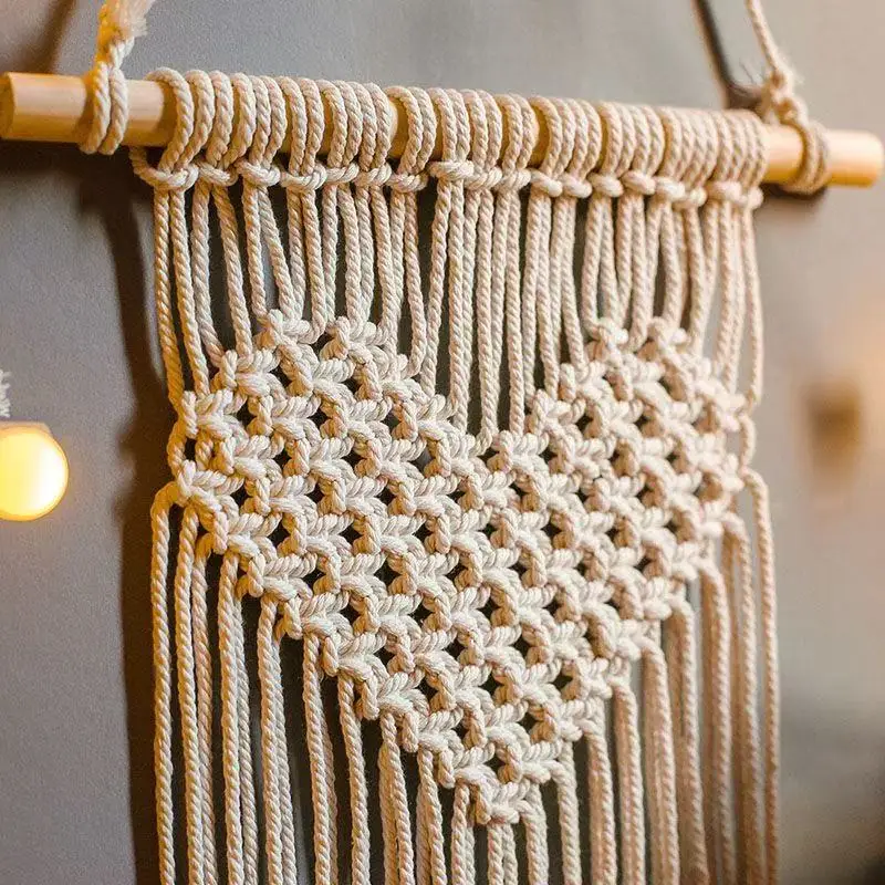 Heart Wooden Stick Bohemian Chic Macrame Wall Hanging Tapestry Room Decor Kids Girls Home Decoration Gifts Dropshipping