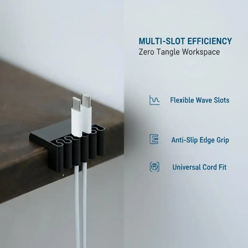 1Pcs Multi-Slot 3D Printed Desk Cable Organizer Clip USB Cord Holder for Home Living Room Desktop Wire Organizing