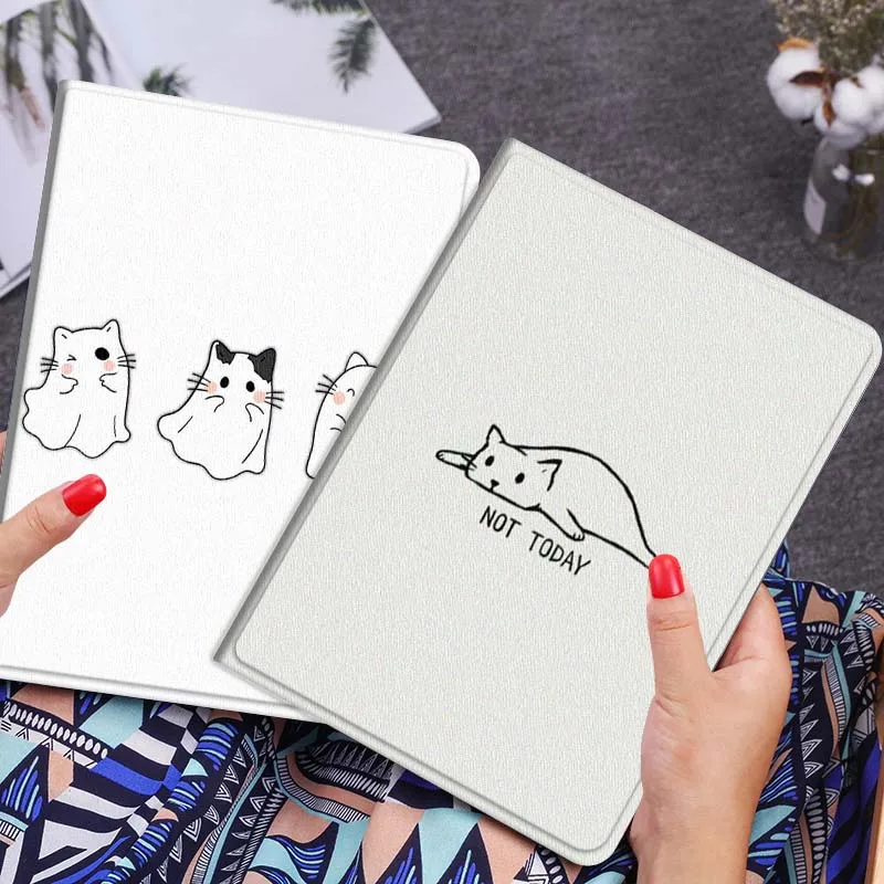 

Cartoon Lazy Cat Today Tablet Case For Lenovo Xiaoxin Legion Pad Tab Pro GT Y700 Gen4 2 11 P11 M10 K10 3rd Plus Gen Gift