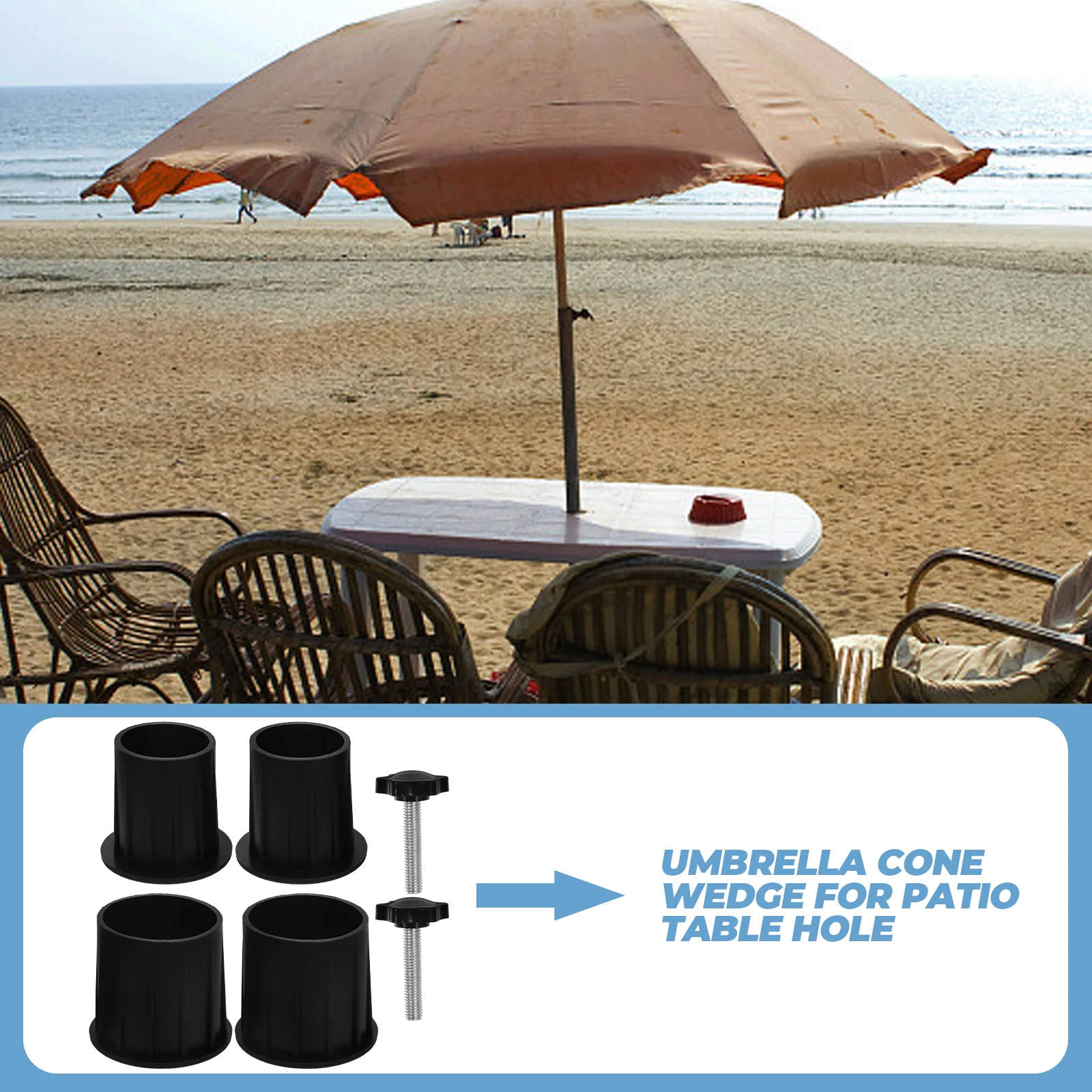 ร่ม WEDGE Parasol ปลั๊กตารางซิลิโคนอุปกรณ์เสริมกลางแจ้งแหวน Fixing เครื่องมือ Patio ร่มสําหรับ Rain