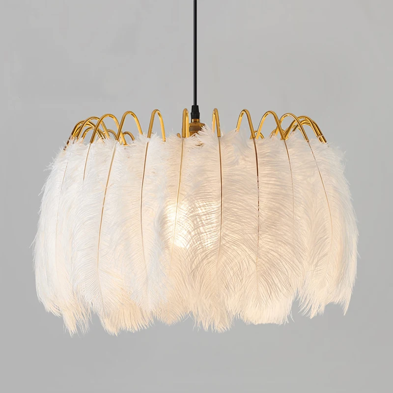 

Modern LED Feather Pendant Chandeliers Lighting for Living Room Bedroom Children's Room Decor Hanging Lamp White Droplight E27