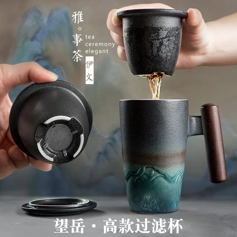 

Filter teacup Office tea cup Household filter tea Simple with lid Tea separation cup Personal use Teachers' Day