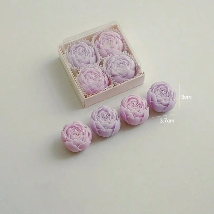 4pcs/Box Rose Scented Soy Wax Candles, Handmade, Suitable For Valentine's Day, Thanksgiving, Christmas, Home Decor, Party, Dining Table Decor, Holiday Gift, Dinner, Banquet/Party, Relaxation/Meditation, Ambiance Lighting, Gift For Her view 7