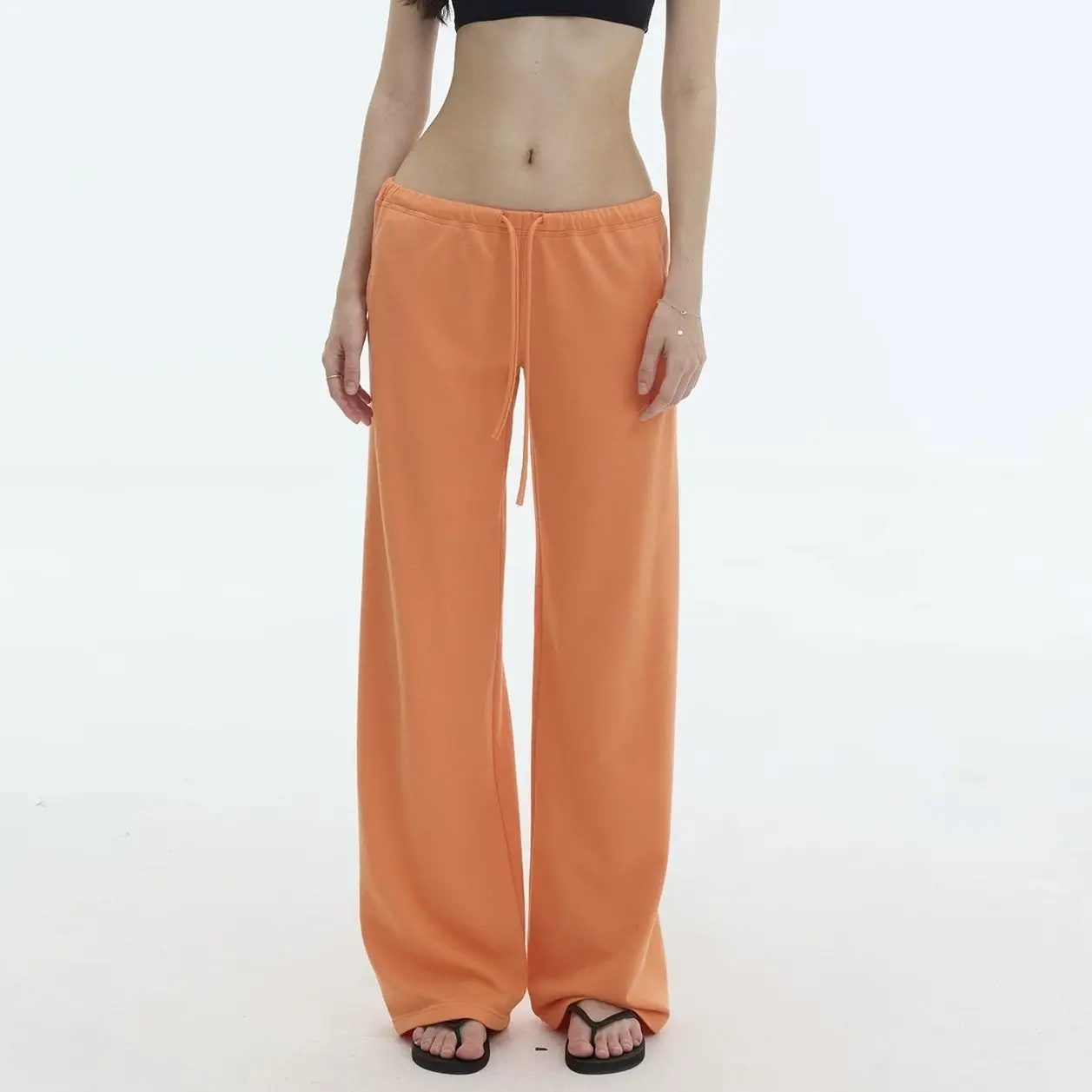 Womens Summer Hot Selling Ins Low Waist Drawstring Thin Sweatpants Wide Leg Trendy Casual Trousers