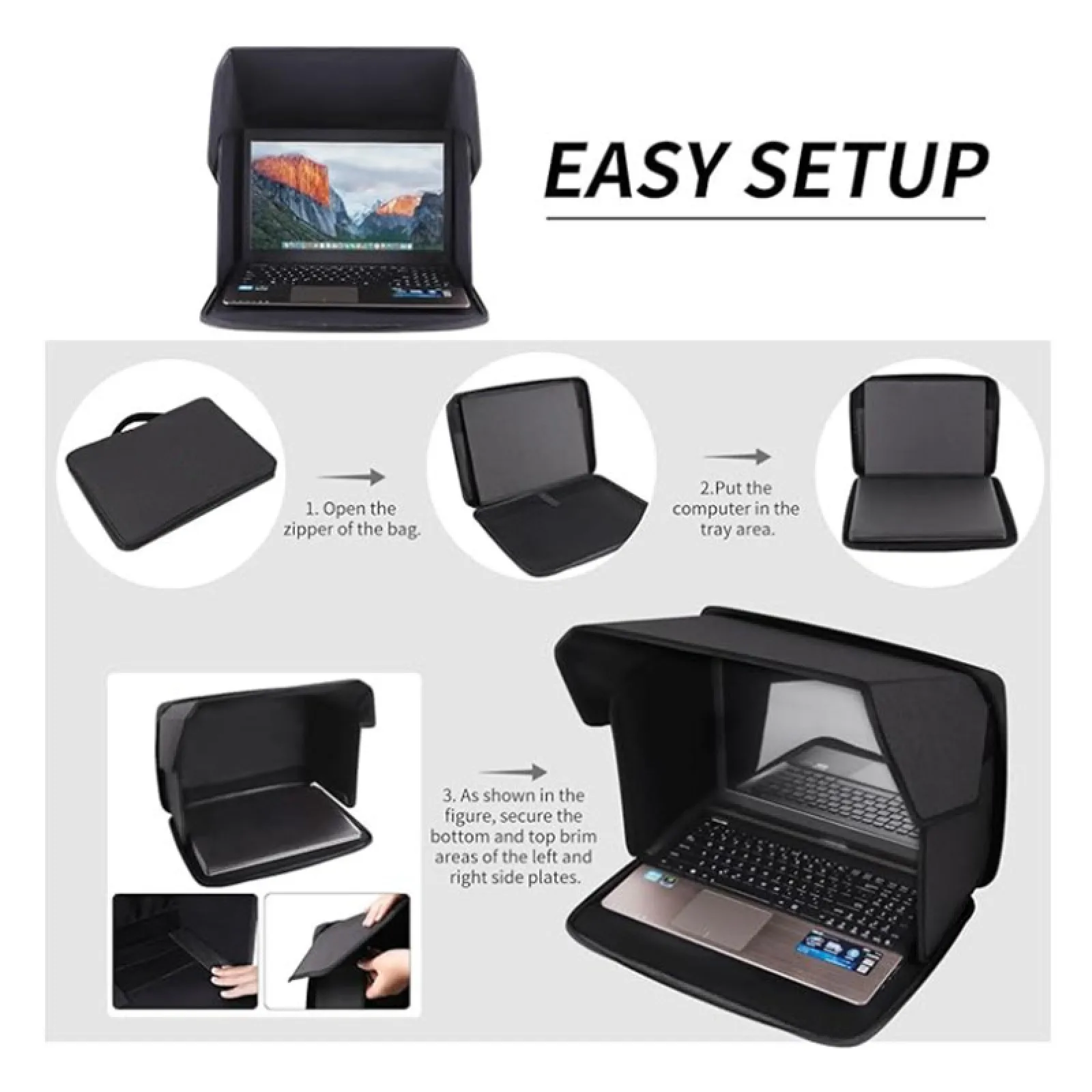 New Foldable Laptop Sun Shade Portable 12-16 Inch Laptop Sun Glare Shield Multi-Functional Laptop Sunshade Bag Working Outside