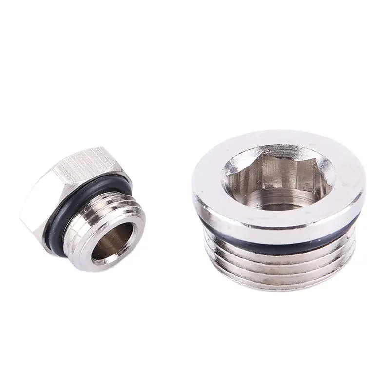 Male/Female Thread Internal Hex Head External Hexagon Pipe Connectors End Cap Plug Fitting Adapter With Sealing Pneumatic G1/4/8