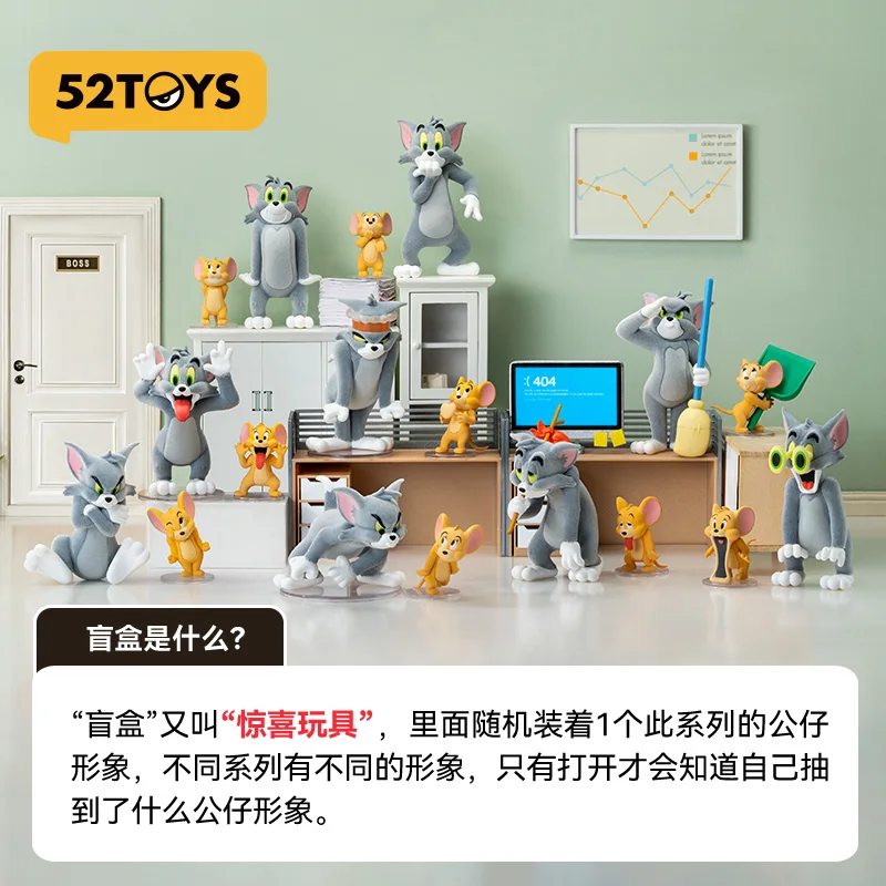 52TOYS Tom und Jerry Blind Box Sammelfigur mit Beflockung, Desktop-Dekoration, Geschenk für erwachsene Sammler