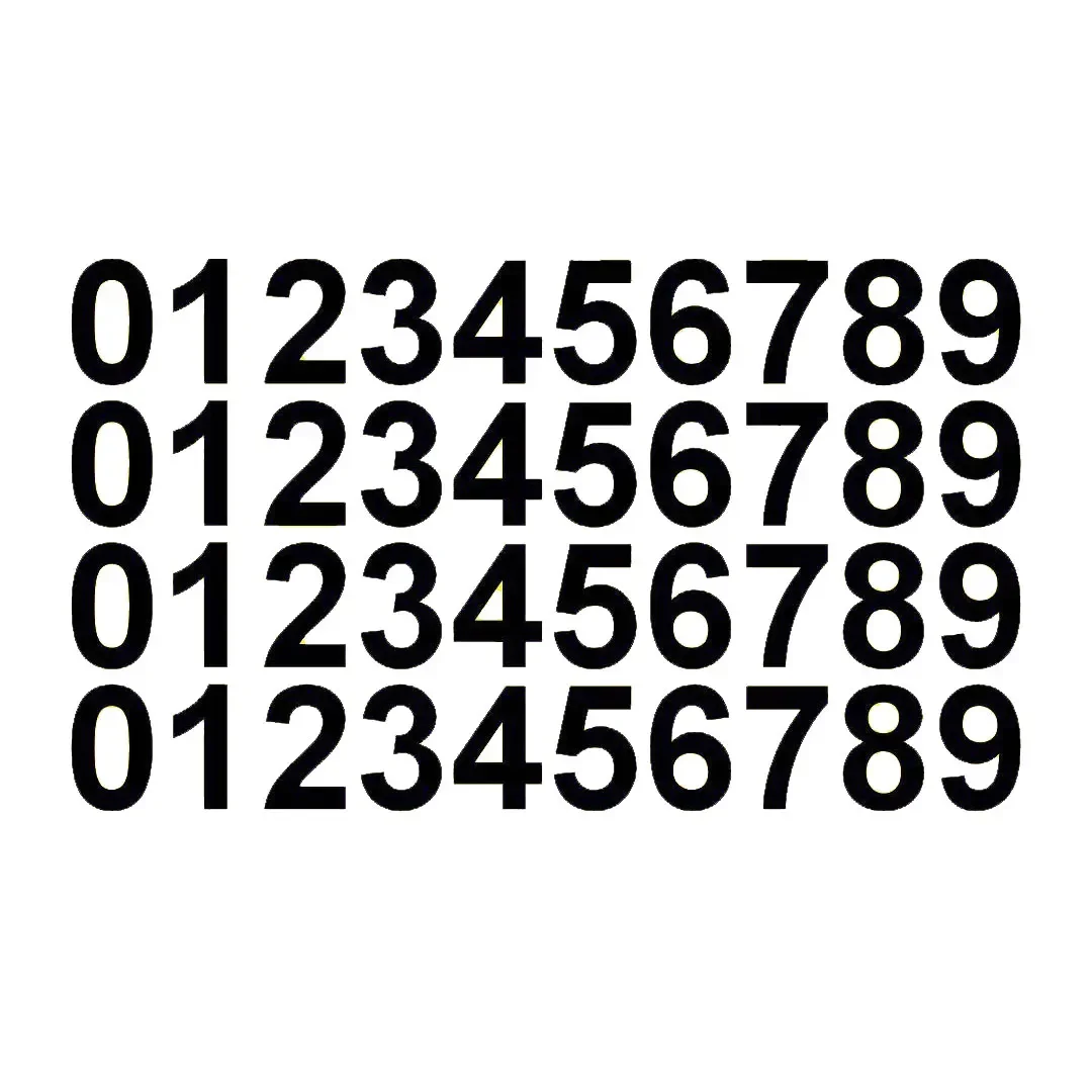0-9 Numbers Vinyl Sticker Decals - Set of 40