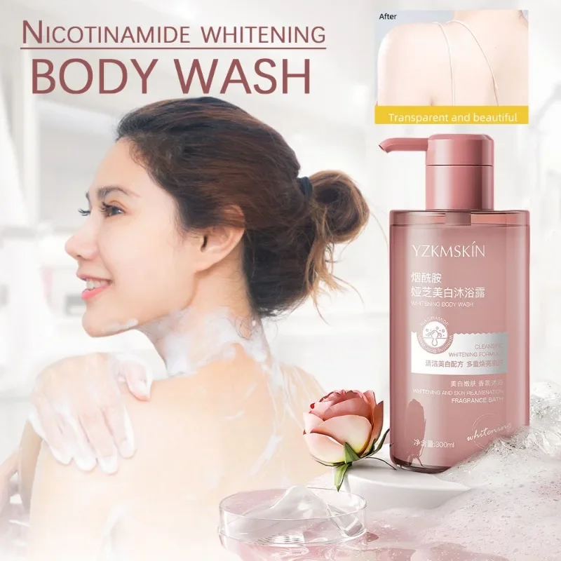 Body White Fruit Acid Body Wash Deep Cleaning Relieve Exfoliation Acne Moisturizing Smooth Niacinamide Fragrance Shower Gels