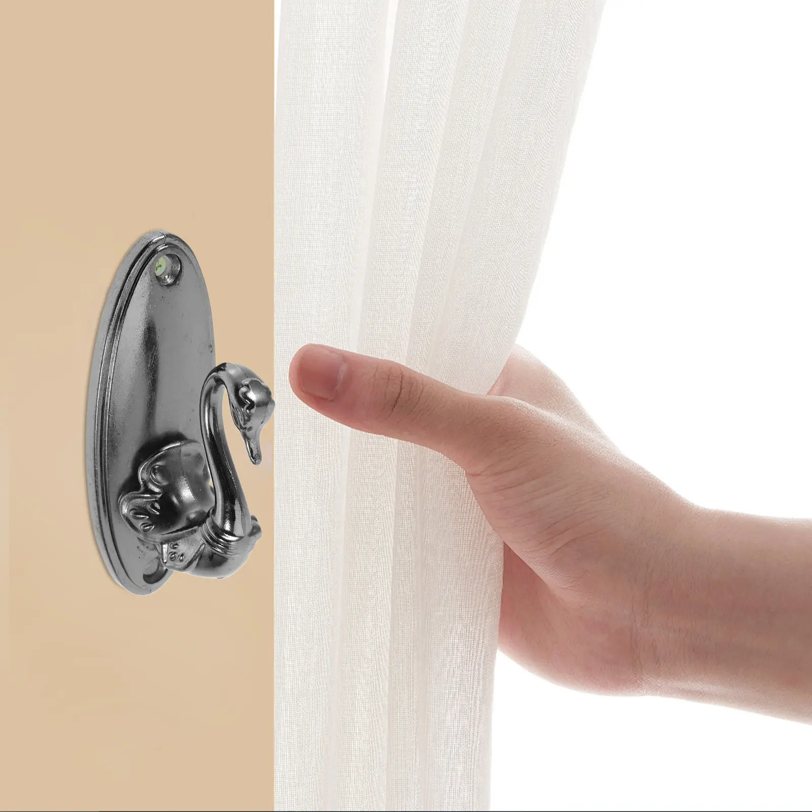 2Pcs Alloy Swan Curtain Holdbacks Vintage Decorative Wall Hooks Heavy Duty Metal Drapery Tieback Hooks for Home Office Bedroom