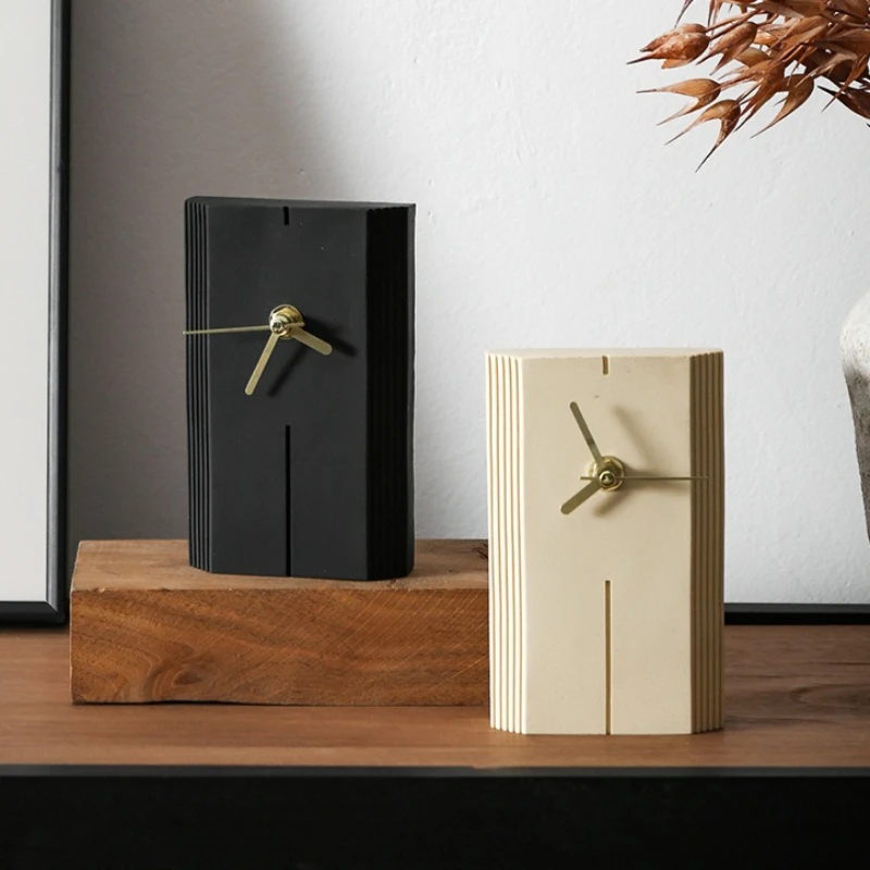 Sandstone Table Clock Silent Nordic Vintage Desk Clock Modern Minimalist Creative Clocks Bedside Table Bedroom Home Decoration