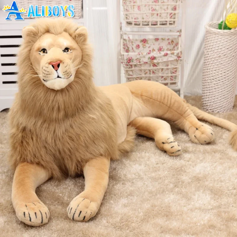 

Large Lying Lion Tiger Plush Toy Simulated Stuffed Animal Pillow Soft Doll Home Decoration Children Christmas Birthday Gifts