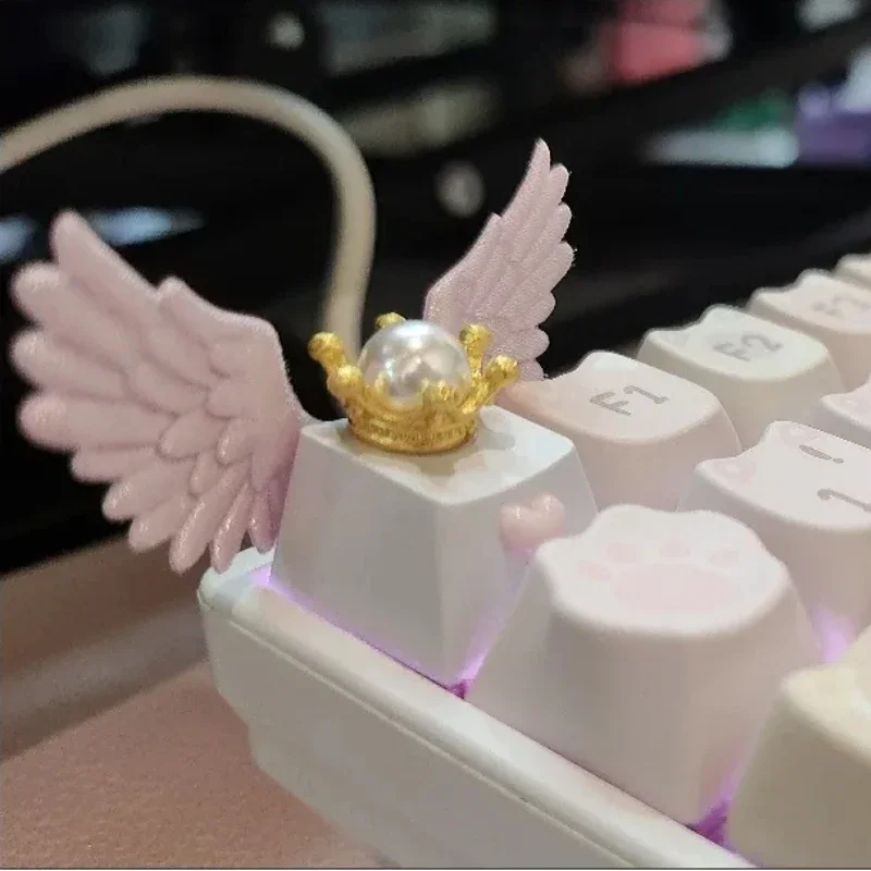 Original Angel Wings Keycaps Beautiful Girl Cross Axis Mechanical Keyboard OEM Keycaps Fairy Keycaps High Beauty