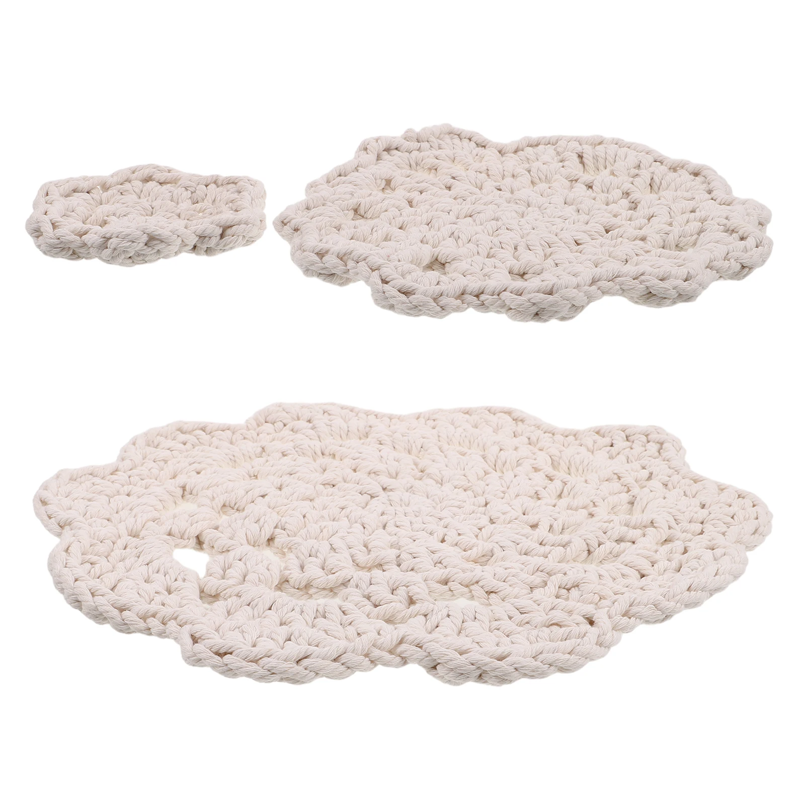 

3Pcs Nordic Style Round Cotton Rope Woven Heat Resistant Cup Insulation Pads Table Placemats for Kitchen Office