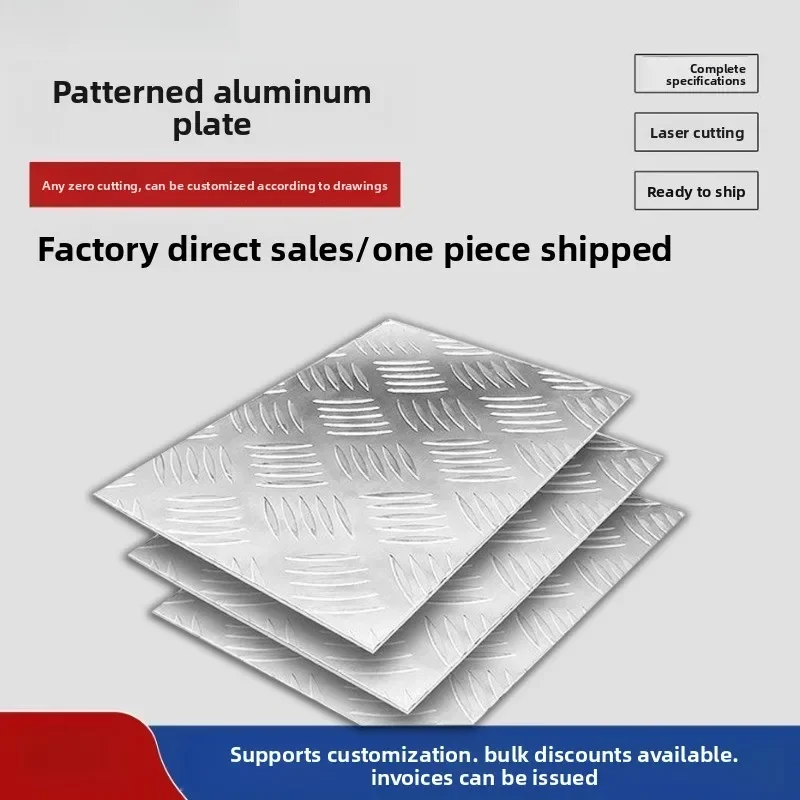 1060 5052 6061 Aluminum Diamond Plate 5 Bar Tread Plate Non Slip Floor Sheet