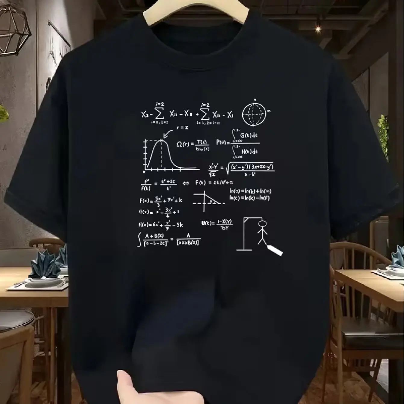 27 Math Physics Formula Hangman Meme Graphic T Shirt Science Nerd Print Student Casual Unisex Loose Short Sleeve Tops