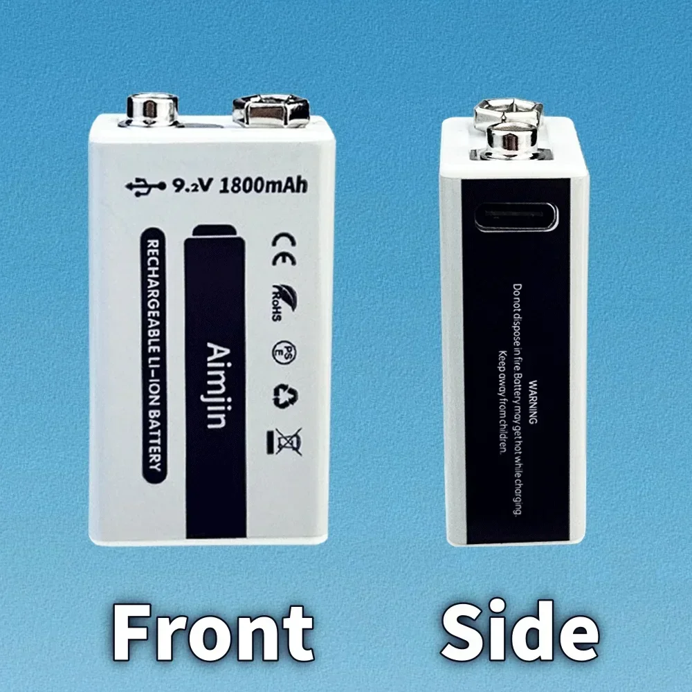 9V 1800mAh Li-ion Rechargeable Micro USB Battery 9.2v ,for Multimeter Microphone Toy Remote Control