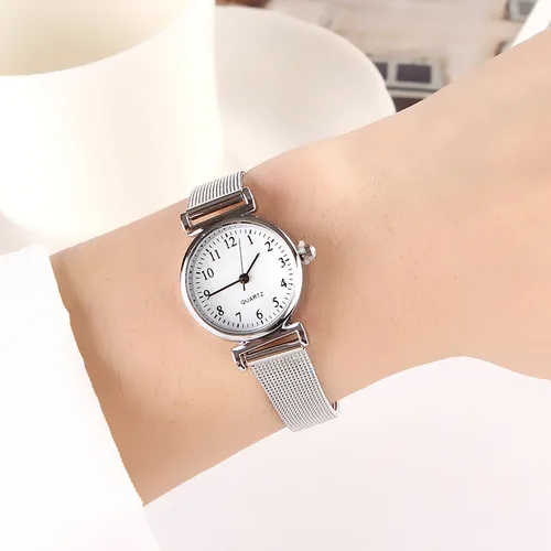 Imagen 2 del producto Relojes de moda para mujer, reloj de pulsera de lujo, banda de acero inoxidable blanco, relojes de cuarzo clásicos, regalos diarios