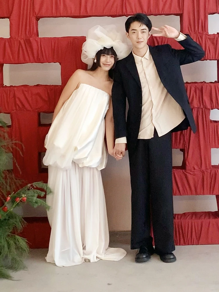 

Элегантное атласное свадебное платье белого цвета с открытыми плечами, А-силуэт, длинное, для помолвки, вечеринок и мероприятий в отелях/залах