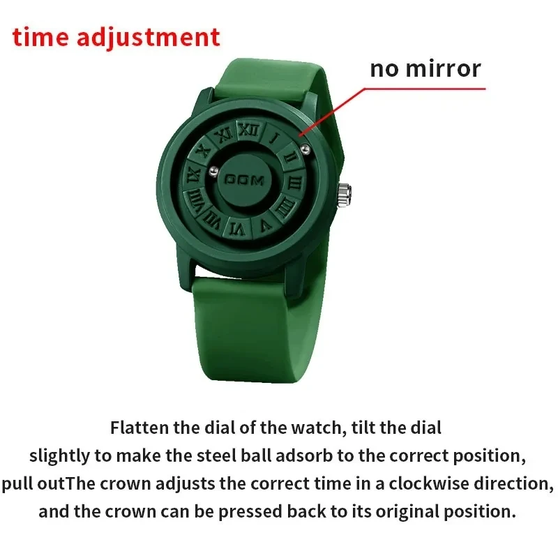 DOM M-1345 Top New Watch Trend Concept Personality Creative Roller Pointer Magnetic Wristwatches Men\'s Fashion Waterproof Clock