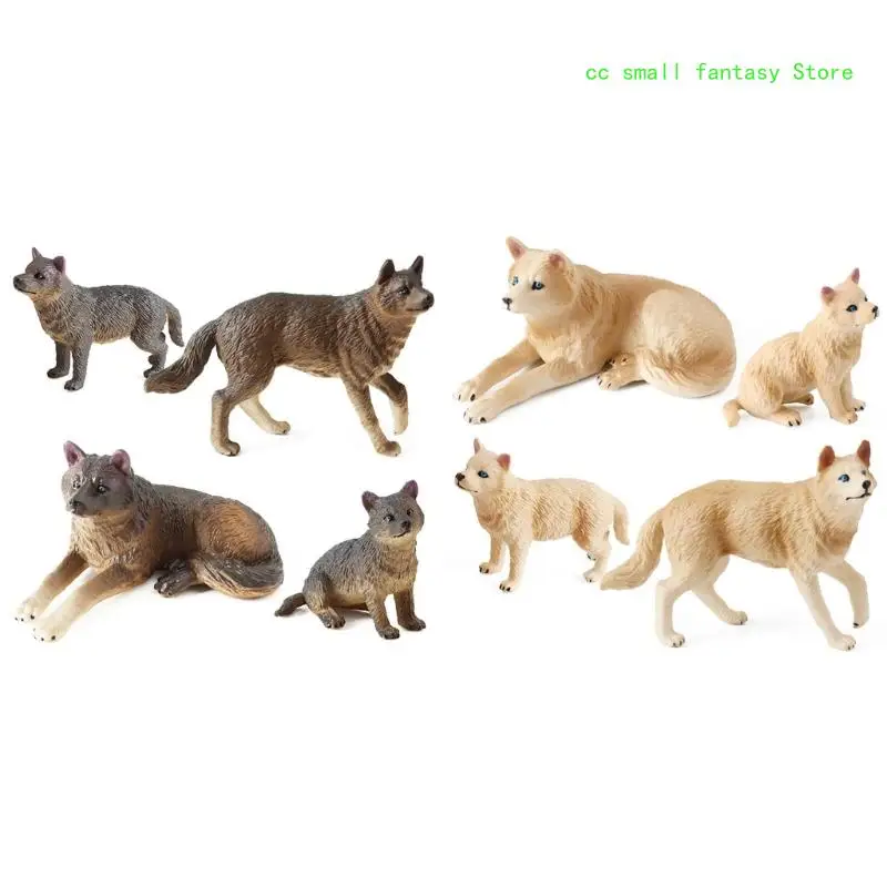 

R3MA Educational Animal Figures Set of 4Pcs Realistic Wolf Figurines for Kid Birthday