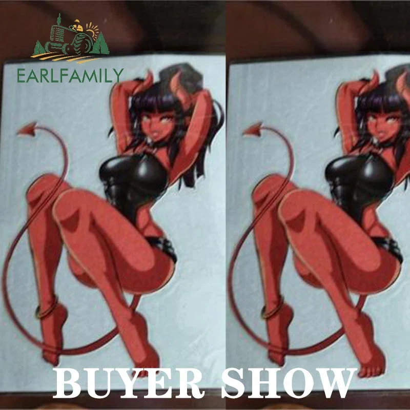 EARLFAMILY 13 سنتيمتر لفتاة الشيطان Ahegao الوجه ملصقات السيارات جذع محمول مائي دراجة نارية JTR RV انسداد خدش سيارة التصميم