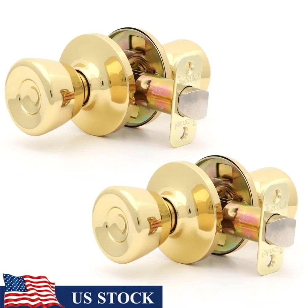 

Passage Tulip Door Knob Set Polished Brass Adjustable Latch Hardware Included Easy Installation Compatible Standard Doors