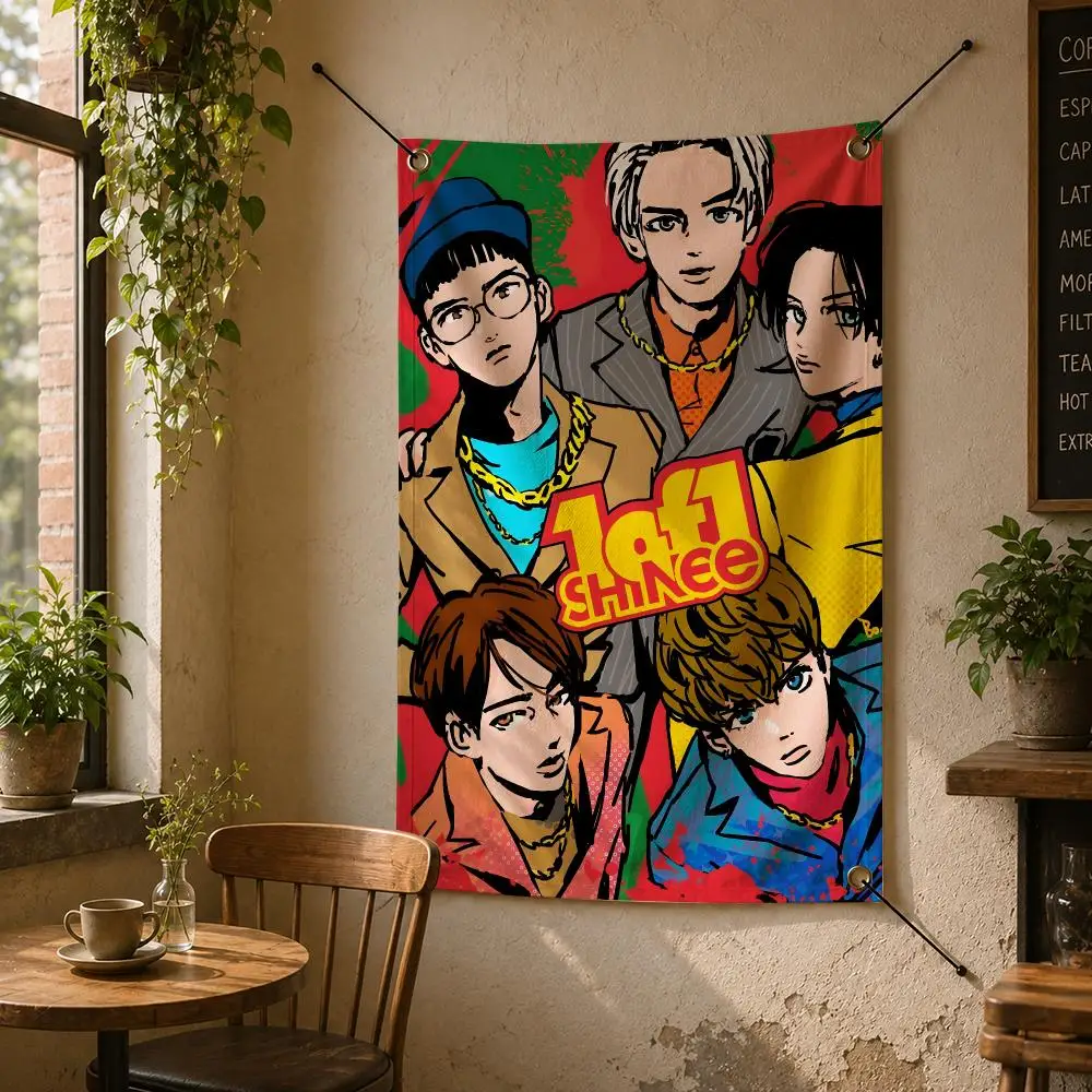 Kpop S-SHINee Flags Flag Banner Wall Hanging for Bedroom Dorm Room Home Bar Party Indoor Outdoor Wall Decor