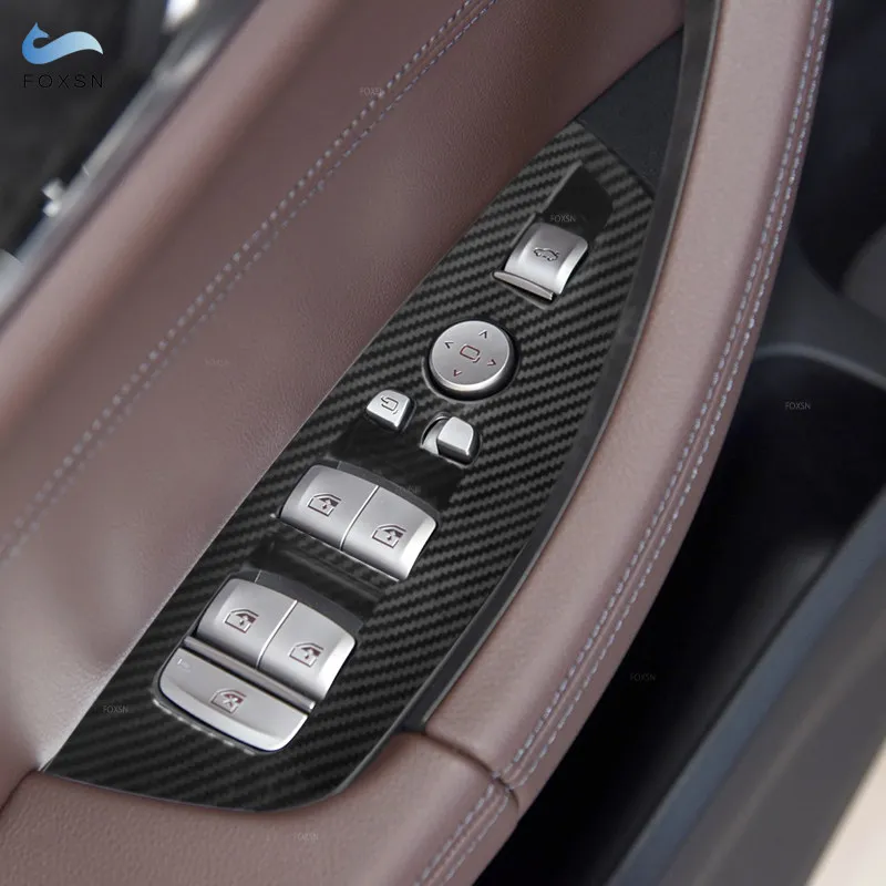

Carbon Fiber Pattern Car Accessories Window Lift Switch Button Control Panel Frame Cover Trim For BMW X3 X4 G01 G02 2018 - 2021