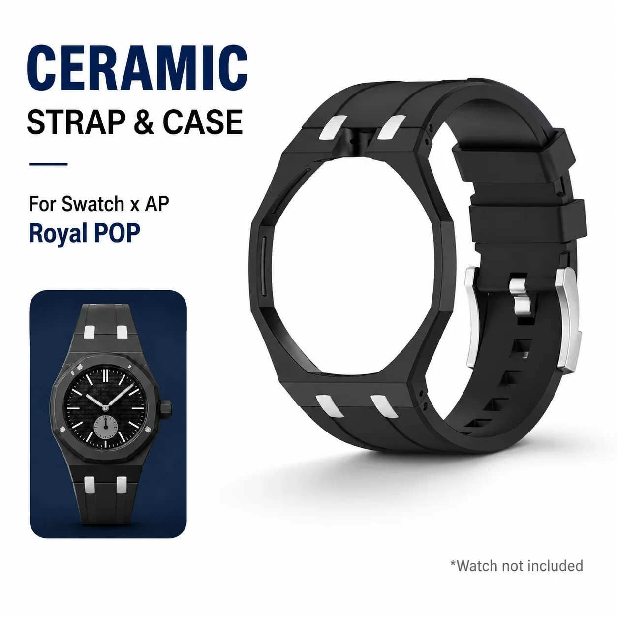 Luxury Ceramic Modification Kit for Swatch x AP Royal POP Watch Case Strap Replacement Accessories