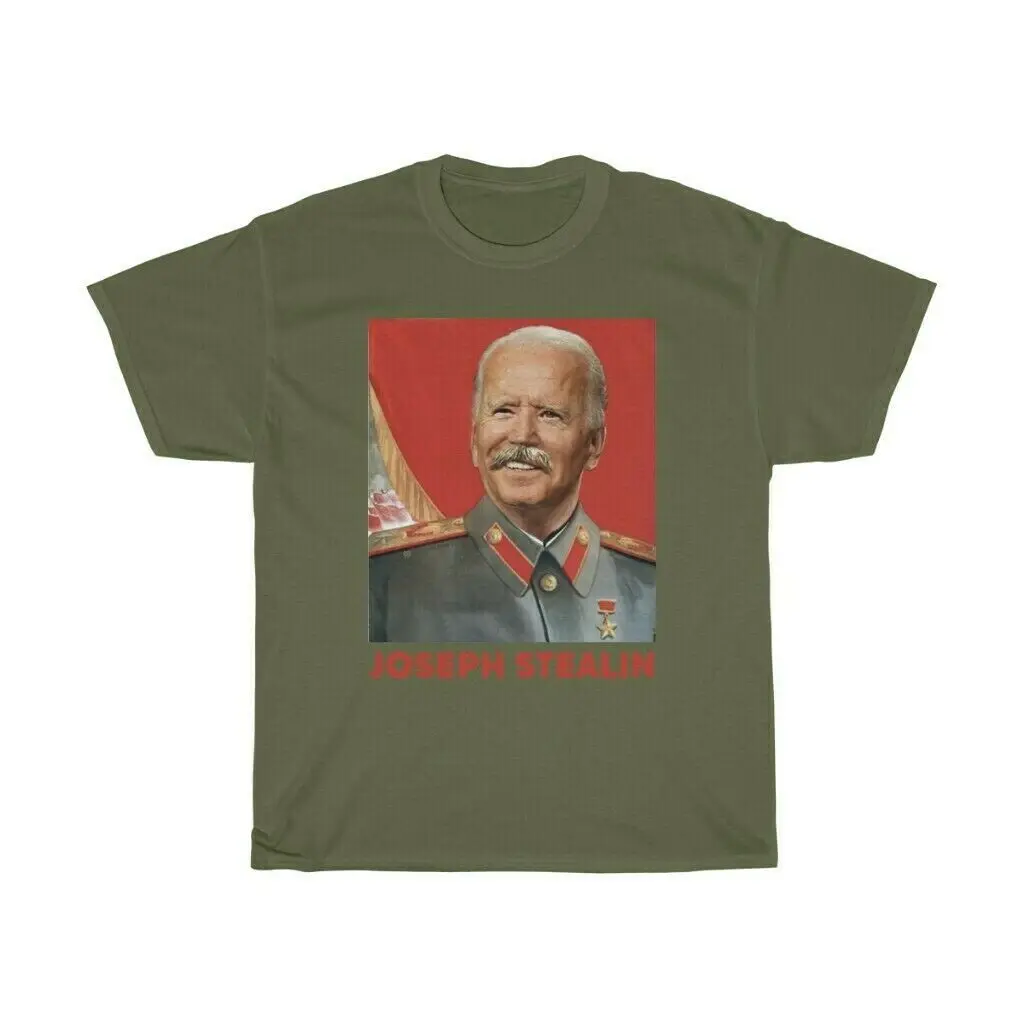 Joseph Stealin Joseph Stalin Parody Biden Funny Tee Short Sleeve 100% Cotton Casual T-shirts Loose Top Size S-3XL