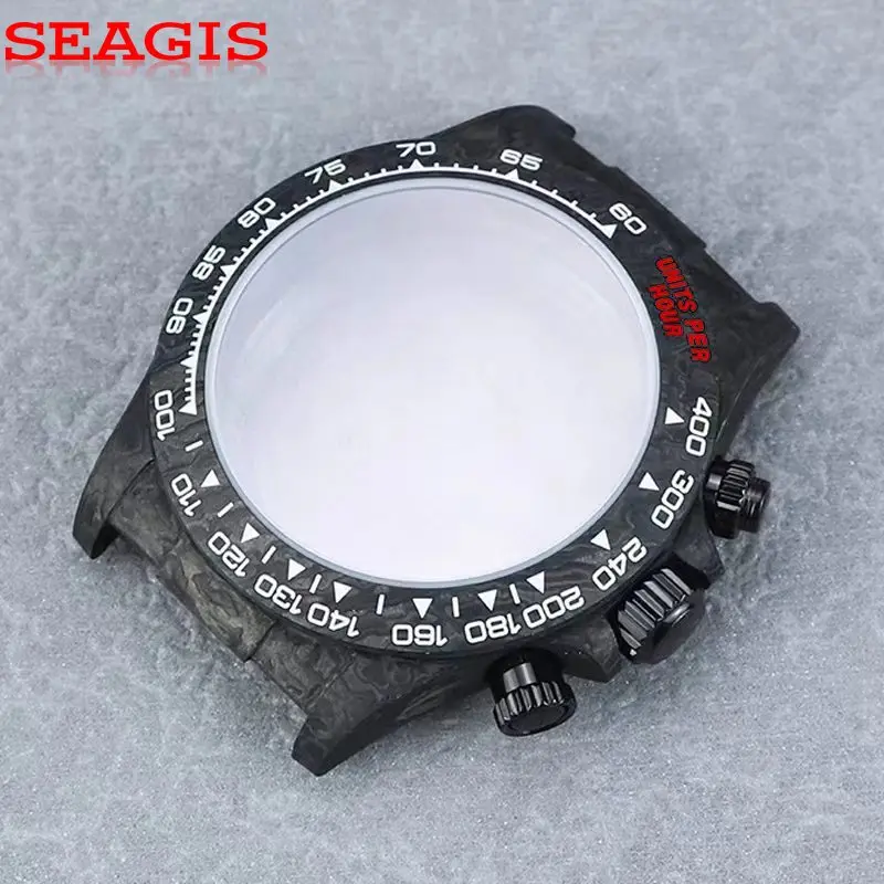 

SEAGIS 4130 Movement Carbon Fiber Case 38mm Carbon Fiber colorful Bezel Sapphire Glass Multi-functional Watch Case
