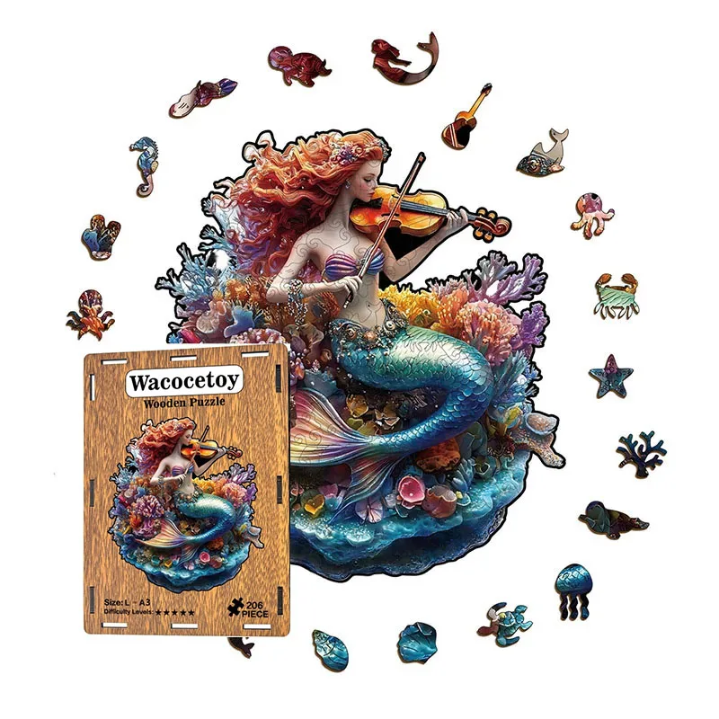 150/206pcs Mermaid Puzzle Toys Irregular Shaped Puzzle Jigsaw Puzzle Stress-Relieving Game Birthday Xmas Gifts For Kids & Adults
