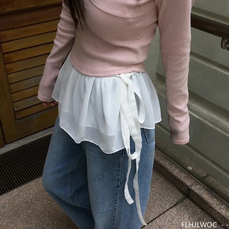Japan Style Short Bow Tie Veil Curtain Skirt 2025 Summer Holiday Date Girls Lace-Up One-Piece Ruffles Wrap Up Mini Skirts