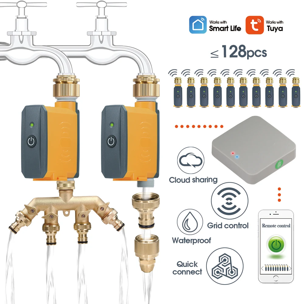 Mosiężny Adapter Wąż Zawór Nawadniający ZigBee Wifi Zegar Wody Inteligentny Kran Sterownik Zraszaczy z Hubem Automatyczny Zestaw Systemu Ogrodu