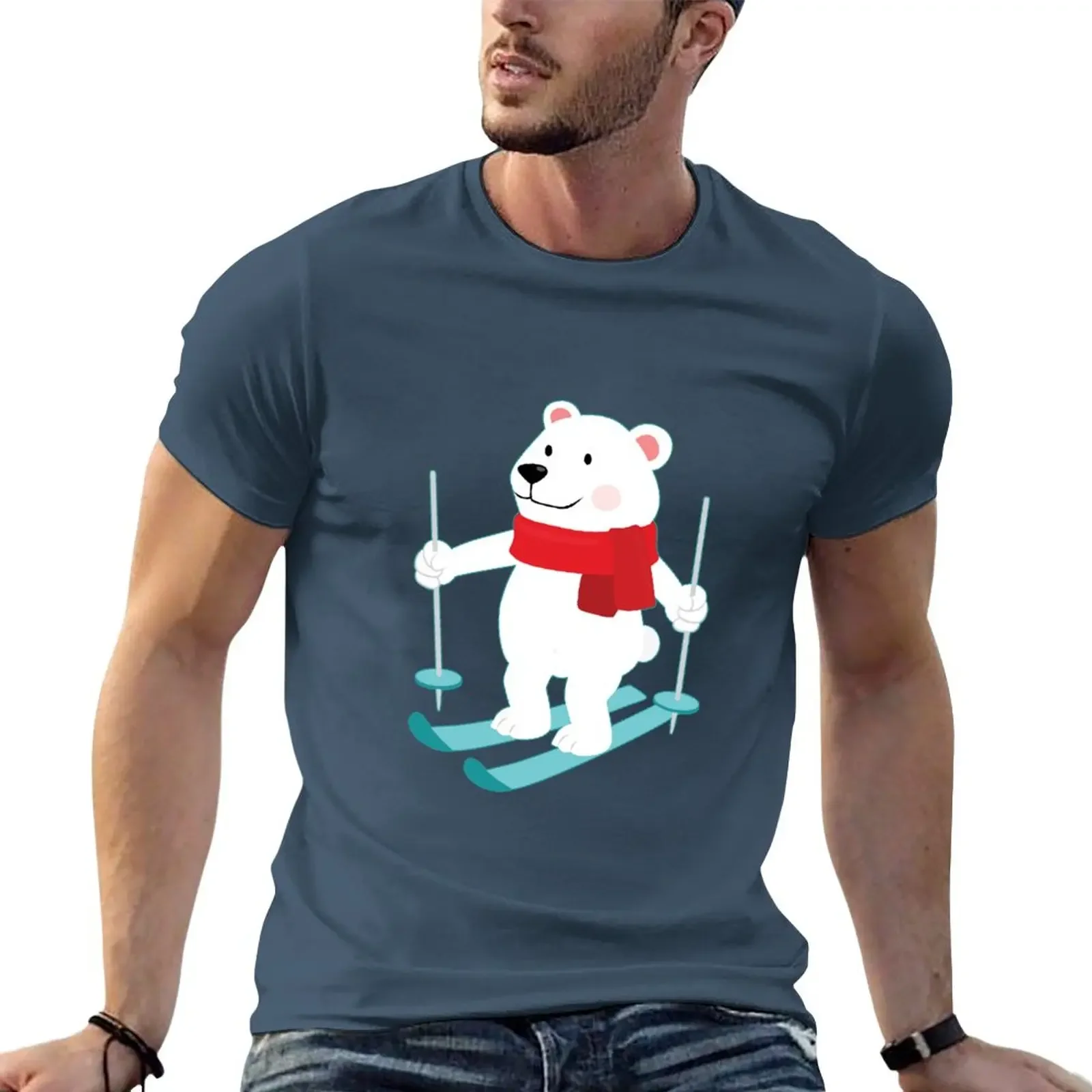 

Lets Go Skiing with Mr Polar Bear this Merry Christmas T-Shirt customs blanks plain men clothes