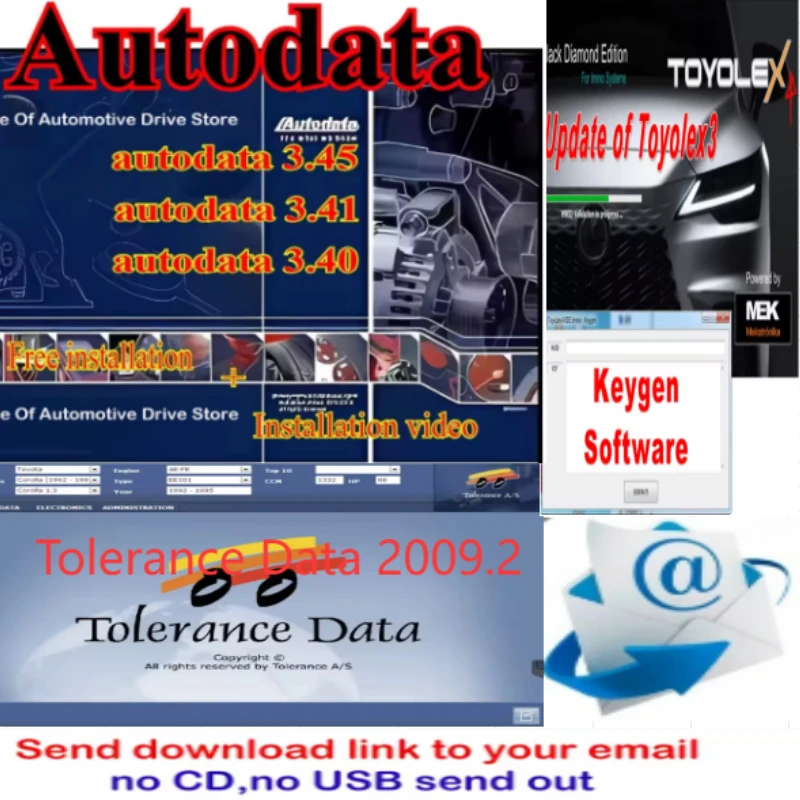 Hot Auto repair software AutoData 3.45/3.41/3.40 + ToyoLex 4/3 + Tolerance Data 2009.2 Free Keyboard Automotive Diagnostic tools