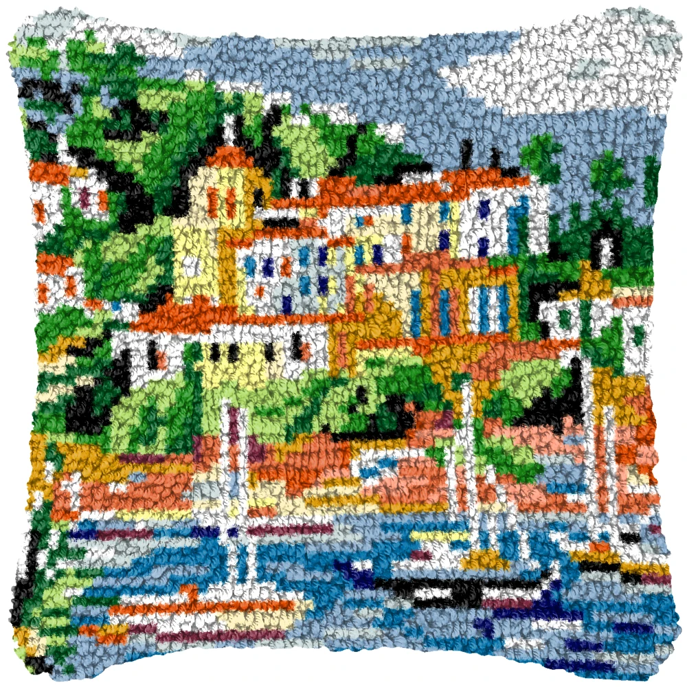 Car Bus Motorcycle Segment Embroidery Pillow Flowers Grass Coarse Wool Cross Stitch 3D Latch Hook Kit Carpet DIY Embroidery