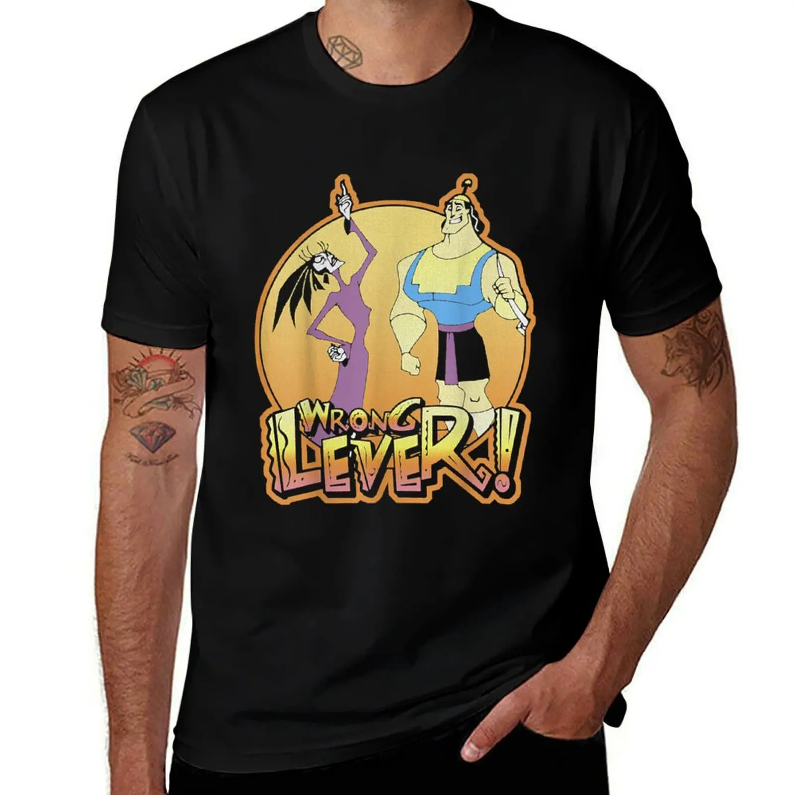 E.New Groove Kronk And Esma Wrong Lever T-Shirt Functional Casual Short Sleeve Tee T-Shirt