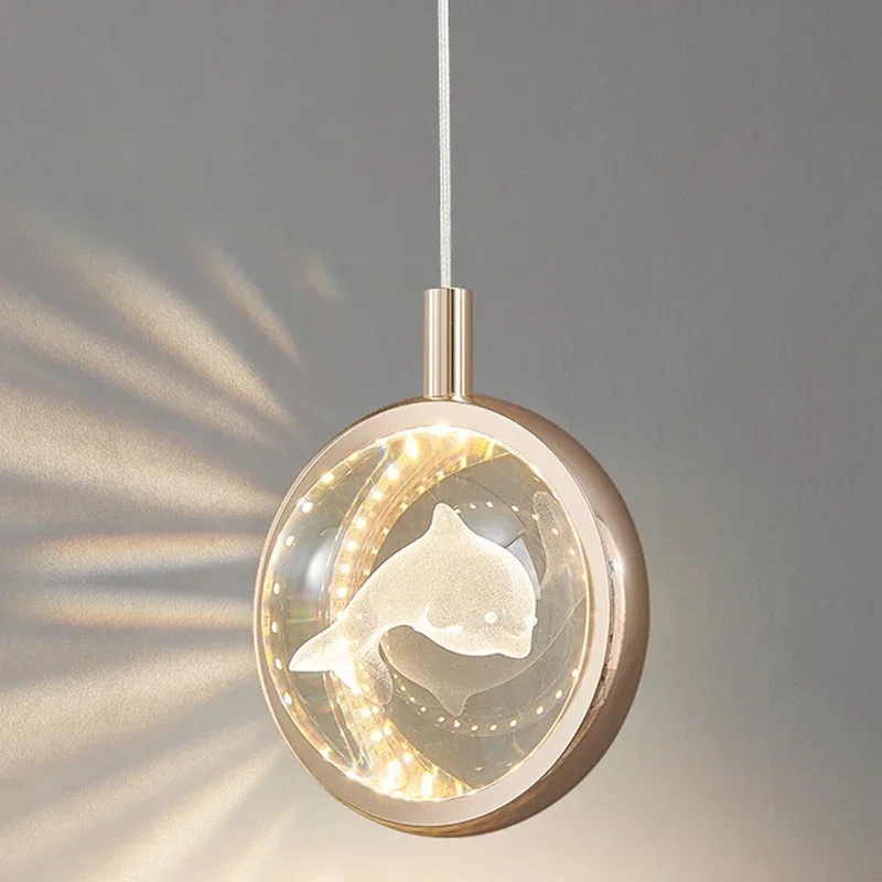 

Crystal Ball Pendant Lighting Bedroom Bedside Creative Animal Rose Small Chandelier Living Room Window Background Wall Decor