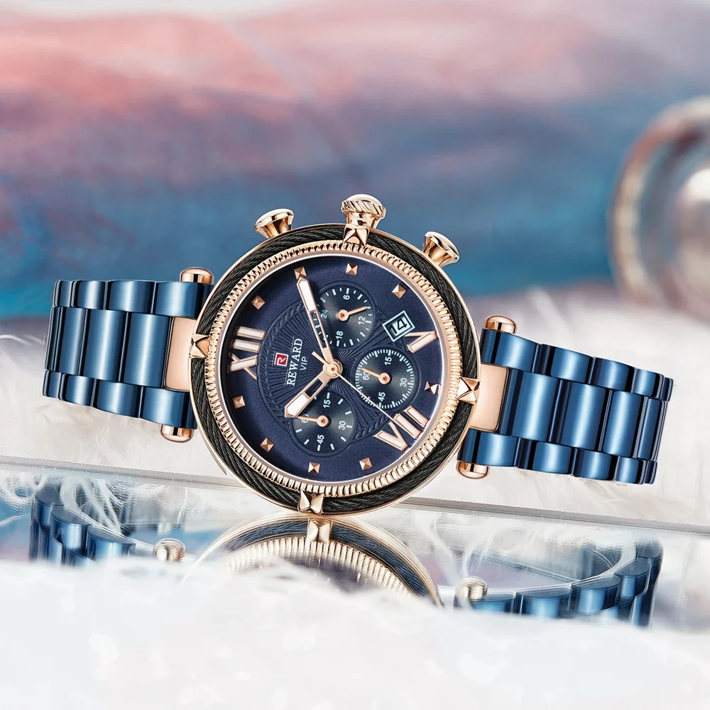 Reward 63084L Luxury Steel Strip Quartz Women's Watch Multi Functional Night Light Waterproof Calendar Watch Women Reloj Mujer