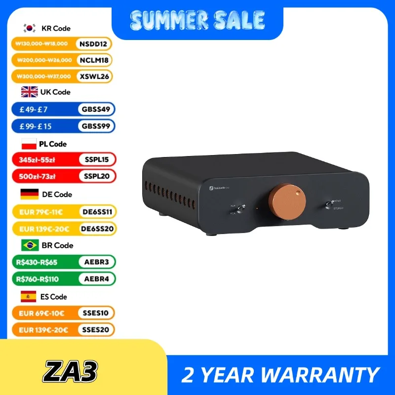 Wzmacniacz stereo Fosi Audio ZA3 TPA3255 klasy D HiFi do głośników półkowych pasywnych z wejściem XLR/RCA/zbalansowanym wejściem