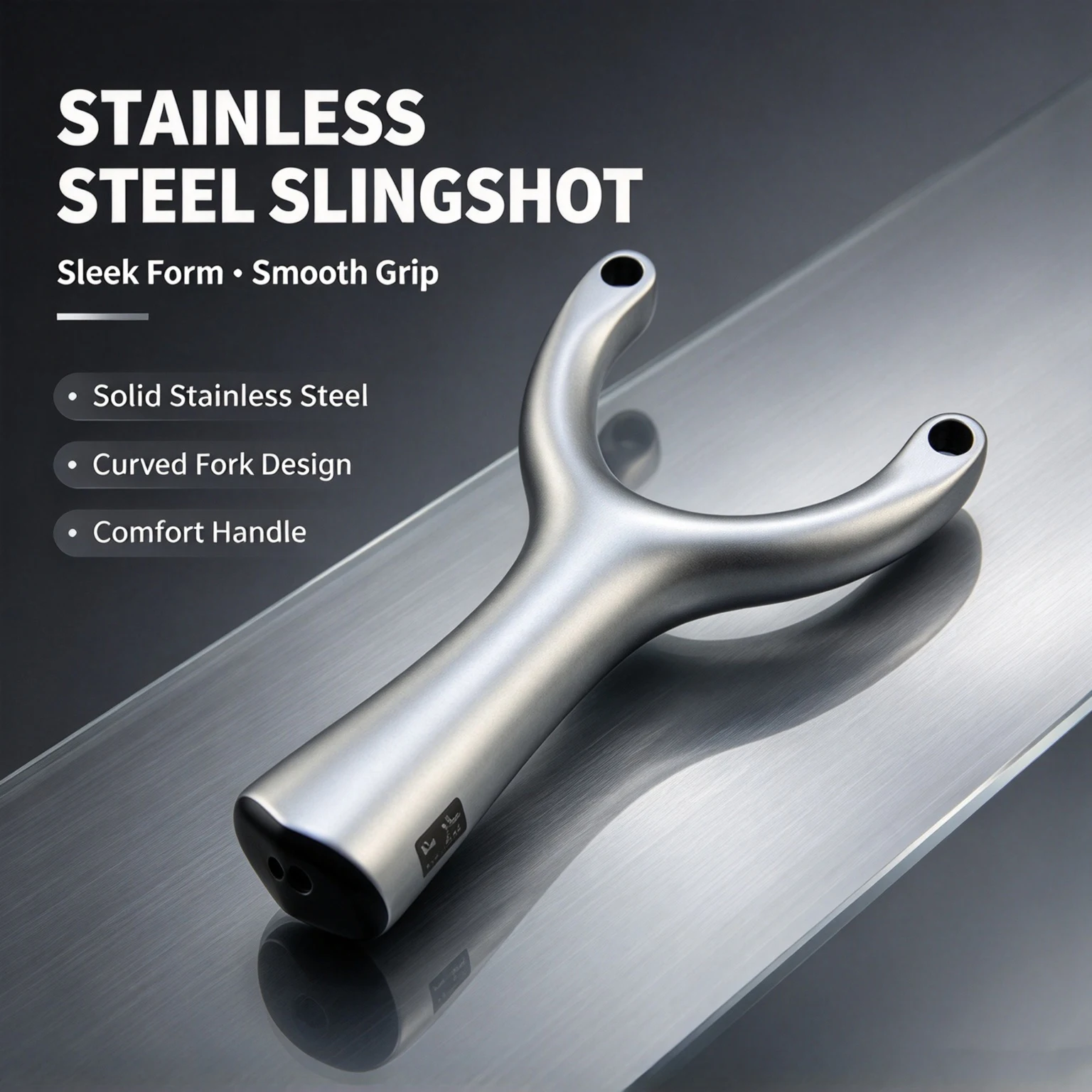 Stainless Steel Y-Shaped Slingshot Round Fork Ergonomic Handle for Outdoor Target Practice & Precision Sports