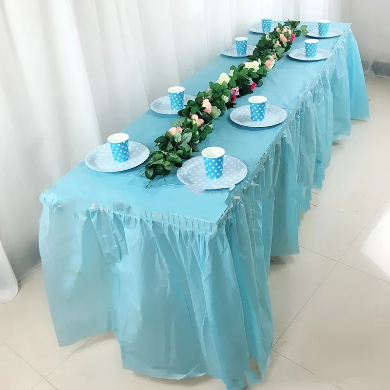 ZOYA Table Skirt, Plastic Tableskirt, Disposable Rectangular Tablecloth Skirt for Graduation Baby Shower Wedding Birthday Party