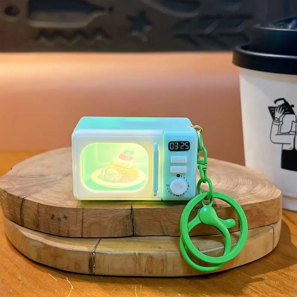 Creative Simulation Microwave Key chain Wallet Pendant Bag Charm Light-Up Kitchen Open The Door Glowing LED Appliance Key ring - view 5