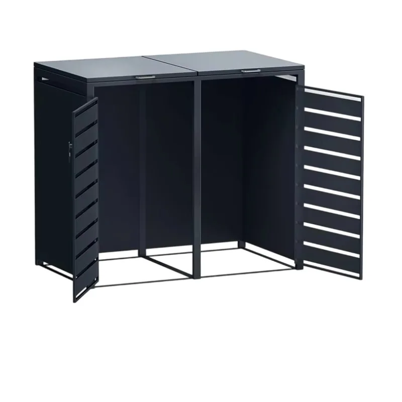 

Уличный напольный мусорный контейнер в скандинавском стиле из оцинкованной стали с крышкой с плавным закрыванием и педалью для сортировки отходов