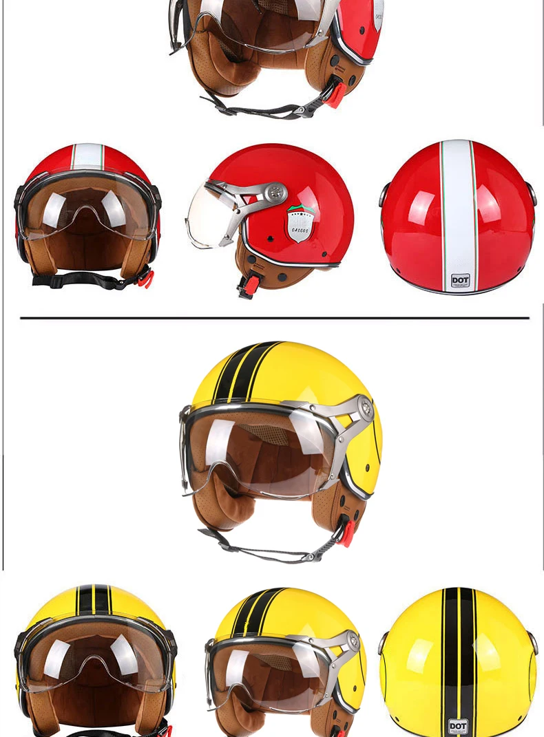 Neue Open Face 3/4 Motorrad Helm Retro Motorrad Helme Vintage Chopper Capacete De Moto Bike Roller Mit Für Männer Frauen DOT – Detail 7