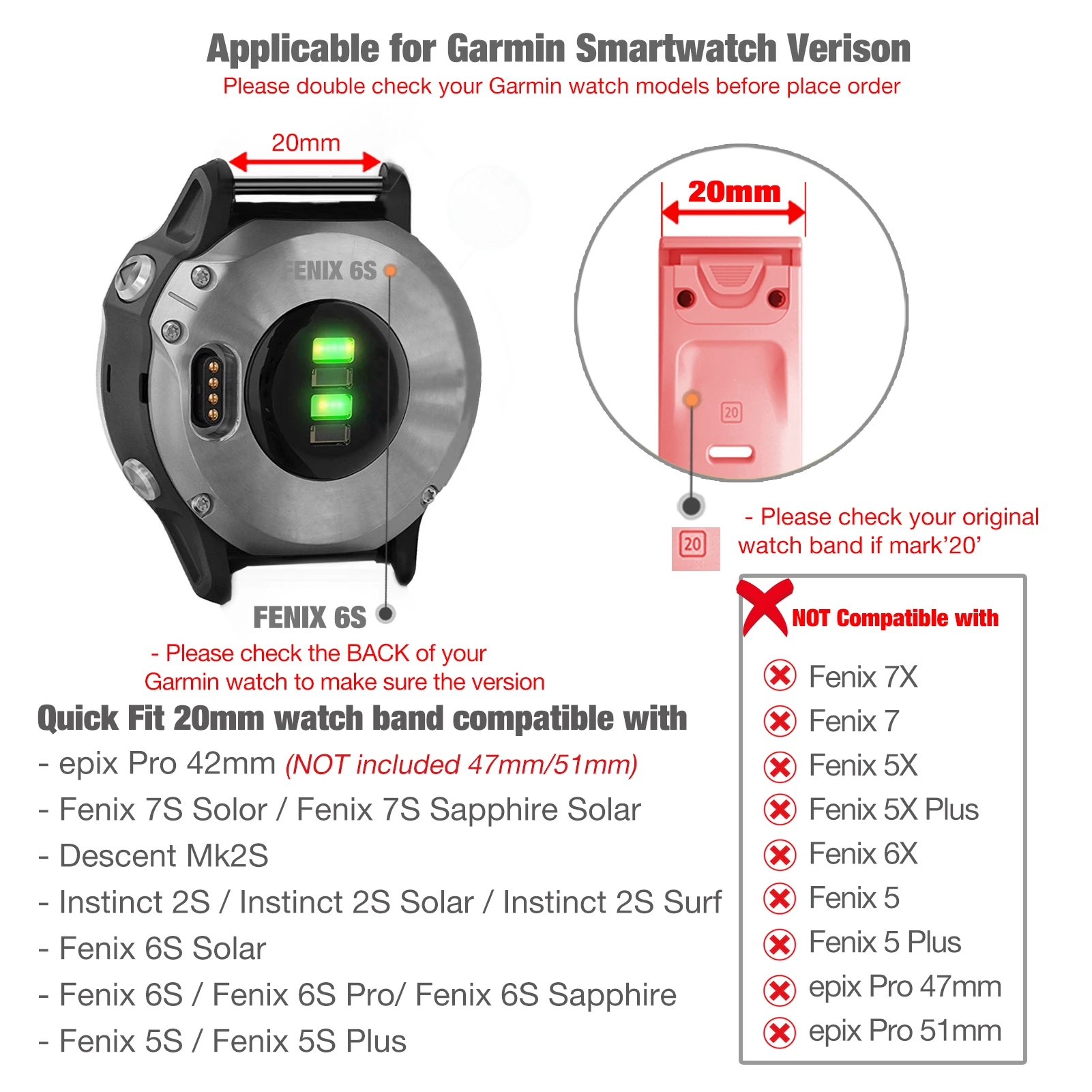 20mm ajuste rápido tecido macio lona náilon secagem rápida pulseira feminina para garmin fenix 5S, fenix 6s pro/sapphire descida mk2s