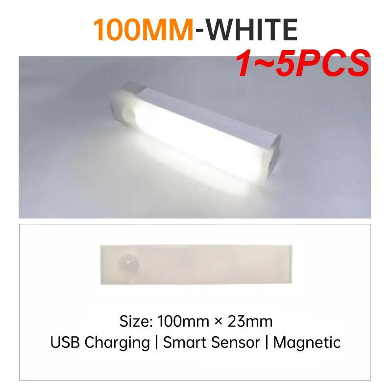 1~5PCS Night Lights Wireless Motion Sensor Wall Light USB Rechargeable Kitchen Cabinet Corridor Staircase Night Lamp For Bedroom